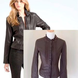 Tahari butter soft leather jacket dark brown